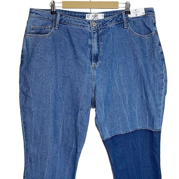 NWT Hollister Jeans Womens 21 Long (42x29) Curvy High Rise Mom Patchwork Stretch - Picture 5 of 12